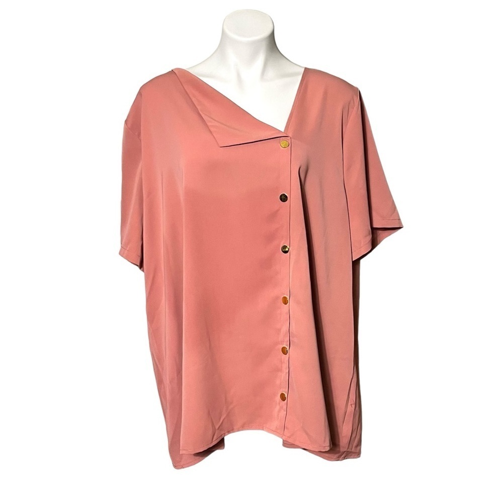 BloomChic Snap Front Blouse Size 22-24 Dusty Rose